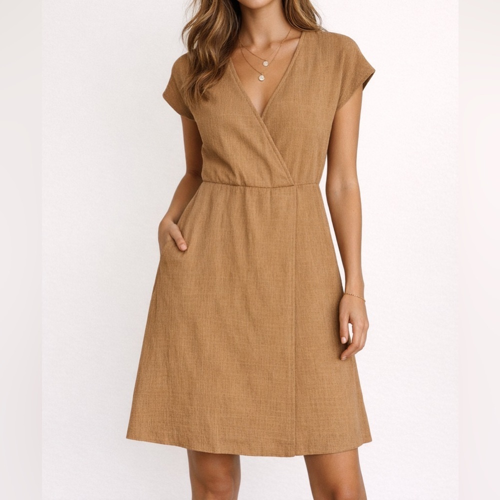 Madewell Camel Wrap-Style Midi Dress
